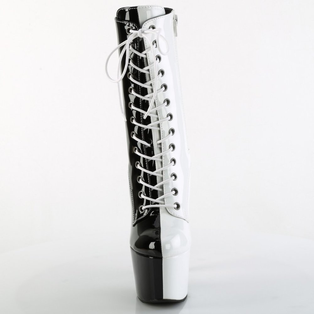 Platform Two Tone High Heel Lace Up Ankle Boots